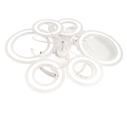 Ceiling Fan Light LED Nordic Modern Ceiling Fan Lamp 6 Rings Ceiling Fan Light for Bedroom Living Room Dining Room
