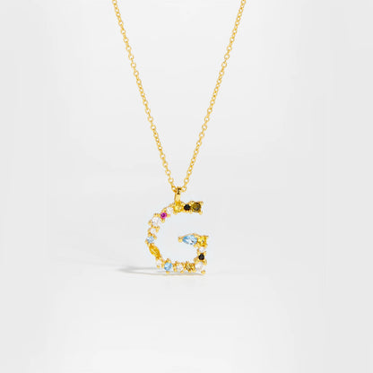 ANDYWEN 925 Sterling Silver Gold Letter M Pendant Initial F Alphabet Necklace Monogram Opals 2020 Women Accessories Jewelry