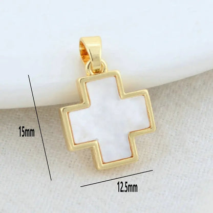 14K Gold Color Brass with Shell Moon Star Heart Cross Charms Pendants Necklace Earrings Jewelry Making Supplies Accessories