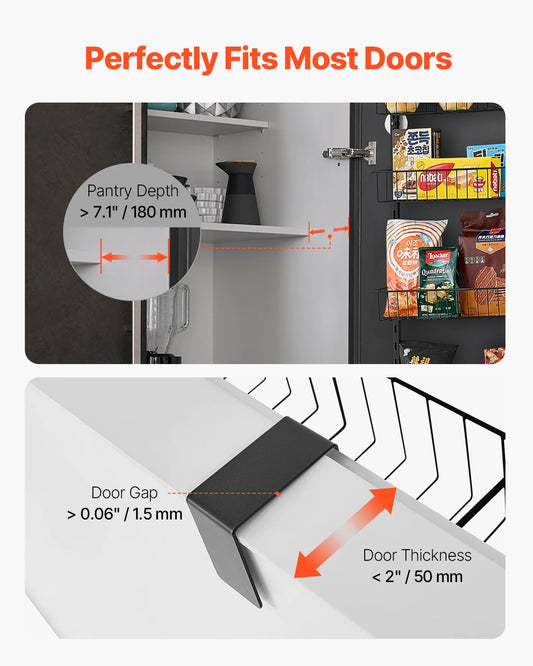 SucceBuy 6/8/9Tier Over the Door Pantry Organizer Heavy-Duty Steel Hanging Spice Rack Hanging Basket Wall Seasoning Shelves