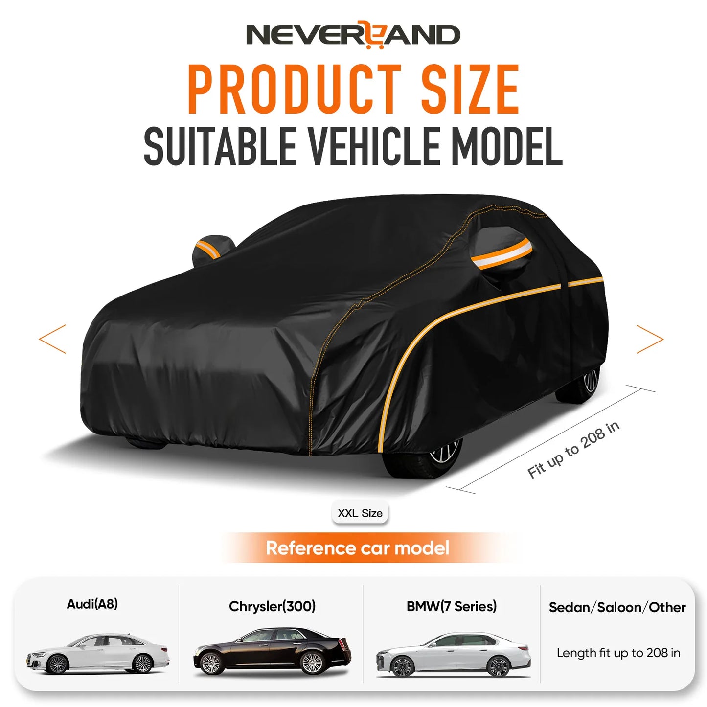 Car Cover Outdoor Waterproof UV Snow Dust Resistant Black 210D For For BMW 325i 328i Universal Auto Exterior Styling L/XL/XXL