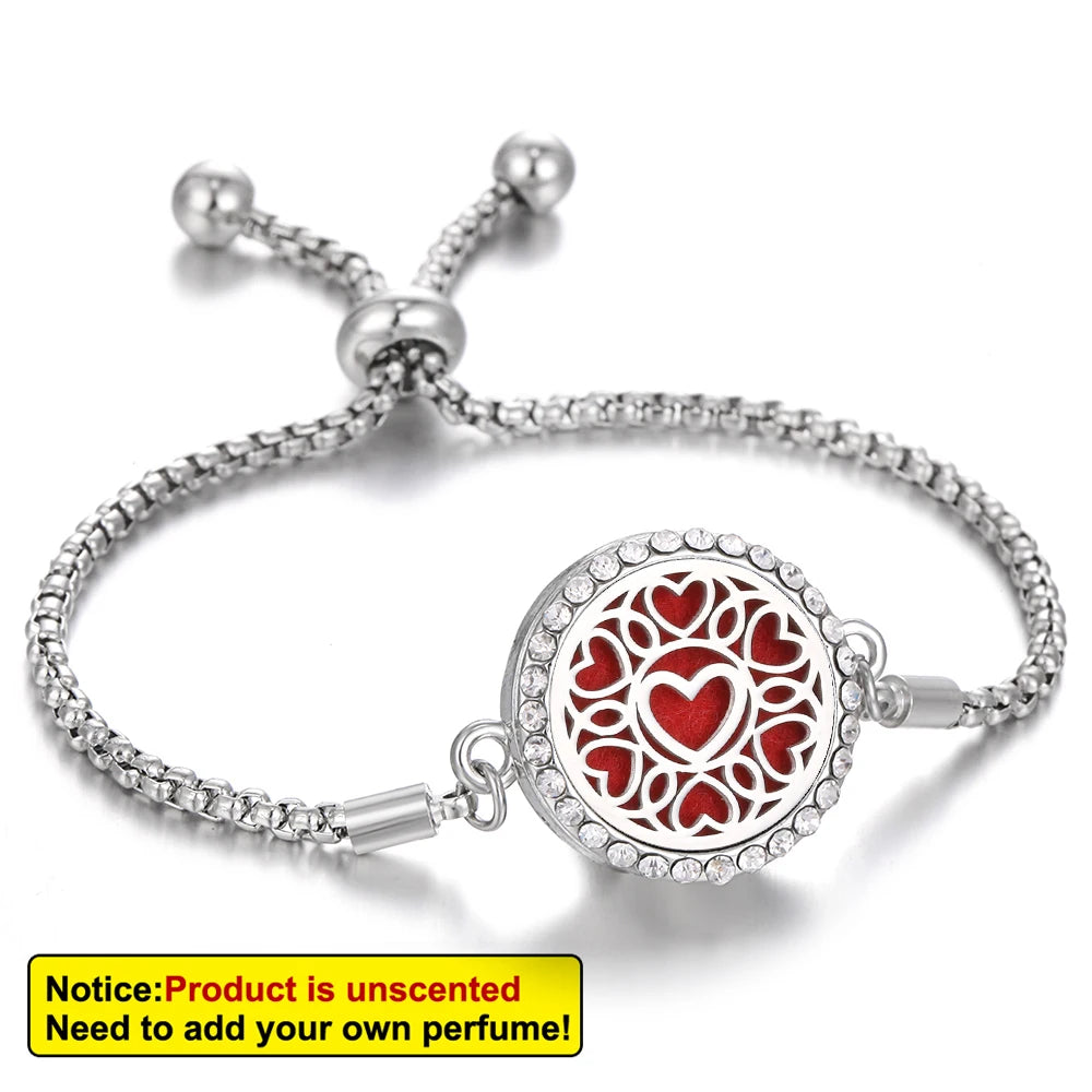 Aromatherapy Bracelet Diffuser Jewelry Tree of Life Locket Bracelets Crystal Perfume Essential Oil Diffuser Bracelet Women Men