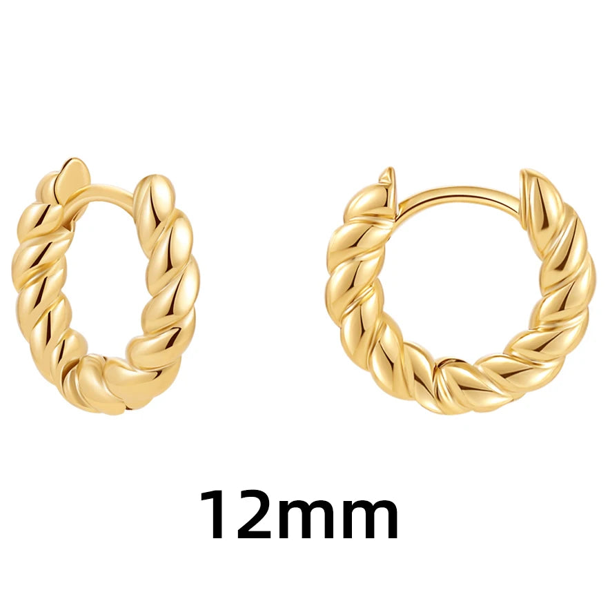 New Trendy Twisted Small Hoop Earrings for Women Fashion Gold Color Metal Circle Tiny Hoops Huggie Ear Buckle Jewelry 2023
