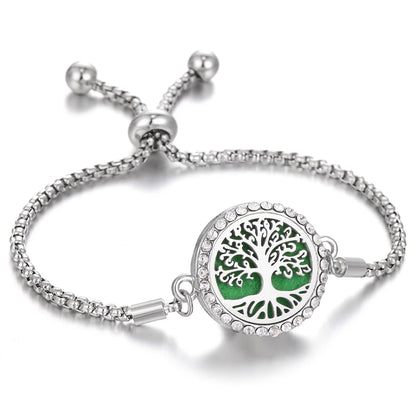 Aromatherapy Bracelet Diffuser Jewelry Tree of Life Locket Bracelets Crystal Perfume Essential Oil Diffuser Bracelet Women Men