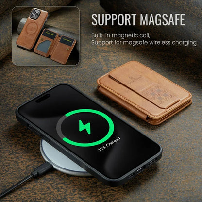 Luxury Leather Wallet Phone Case for iPhone 17 16 Pro 15 14 13 12Pro 11 XS Pro Max Compatible Magnetic MagSafe Wireless Charging