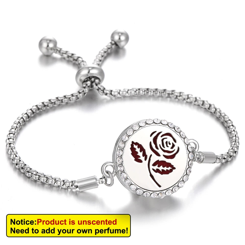 Aromatherapy Bracelet Diffuser Jewelry Tree of Life Locket Bracelets Crystal Perfume Essential Oil Diffuser Bracelet Women Men