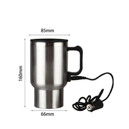 450ml Car Heating Cup Stainless Steel Electric In-car Travel Heating Cup 12V Hot Water Bottle for Heating Water Coffee Milk Tea