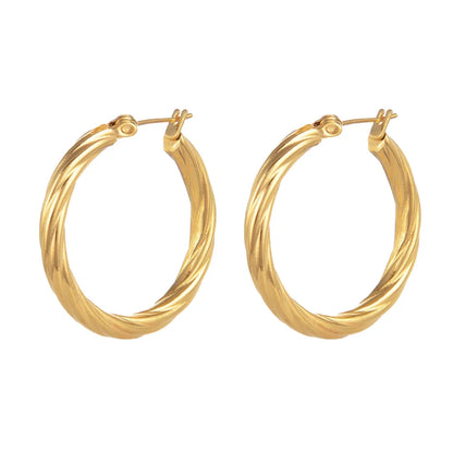 UHBINYCA Stainless Steel Plated with 18K Gold Plated Twist Hoop Earrings for Women, Simple Ear Ring Hypoallergenic Jewelry