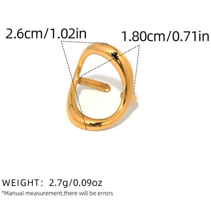 Fashion Minimalist Large Rings For Women Stainless Steel Gold Plated Waterproof Hip-hop Women's Finger Ring Aesthetic Jewelry