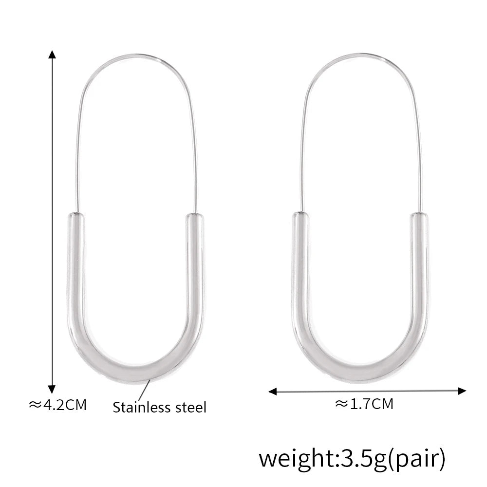 Pin Shape Stainless Steel Earrings For Women 18k Gold Plated No Tarnish Minimalist Women's Hoop Earring Girls Cute Ear Rings