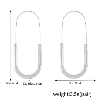 Pin Shape Stainless Steel Earrings For Women 18k Gold Plated No Tarnish Minimalist Women's Hoop Earring Girls Cute Ear Rings