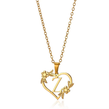 Initial Letter Stainless Steel Pendant Necklace for Women Fashion Gold Color Chain A-Z Alphabet Clavicle Necklaces Jewelry Gift