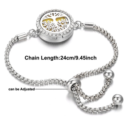 Aromatherapy Bracelet Diffuser Jewelry Tree of Life Locket Bracelets Crystal Perfume Essential Oil Diffuser Bracelet Women Men