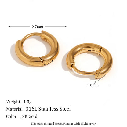 2023 Trendy Basic Clear Gemstone Crystal Paved Huggie Hoop Earring Waterproof Stainless Steel Round Gold Plated Woman Earring