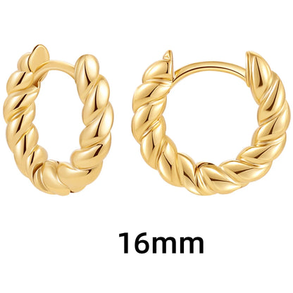 New Trendy Twisted Small Hoop Earrings for Women Fashion Gold Color Metal Circle Tiny Hoops Huggie Ear Buckle Jewelry 2023