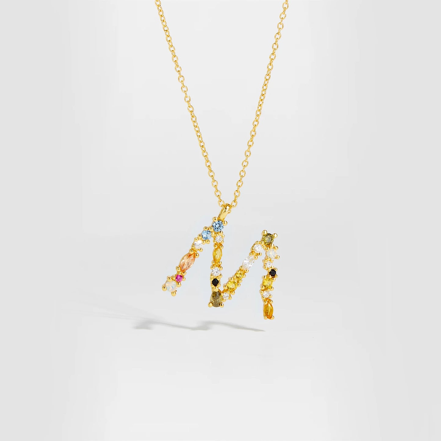 ANDYWEN 925 Sterling Silver Gold Letter M Pendant Initial F Alphabet Necklace Monogram Opals 2020 Women Accessories Jewelry