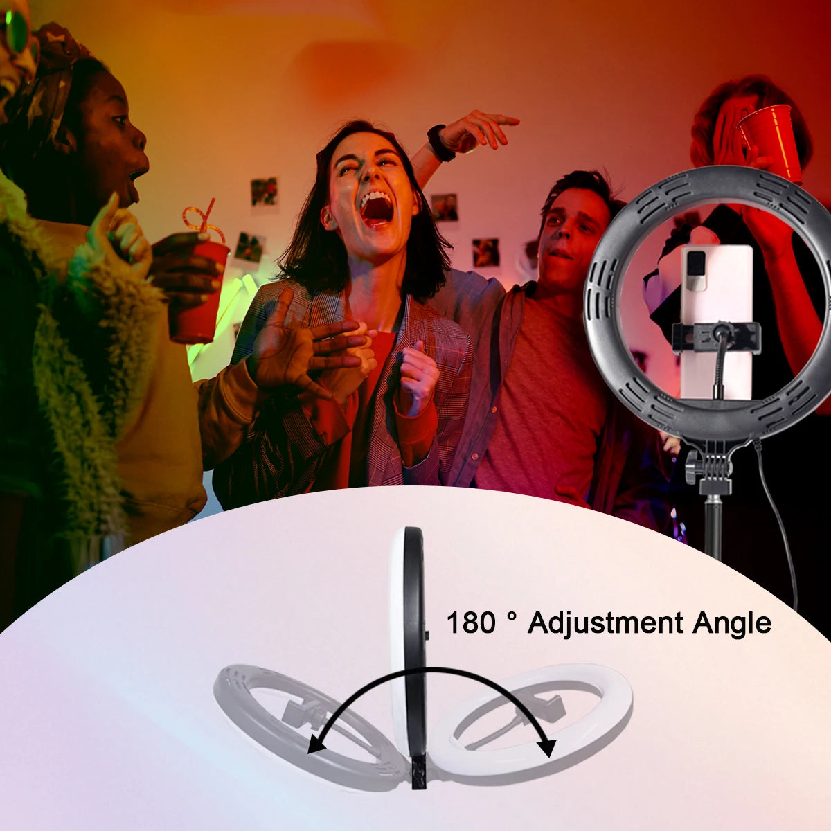 10 Inch RGB Adjustable LED Ring Light with Flexible Tripod & Phone Holder – Perfect for Selfies, Vlogging and Live Streaming