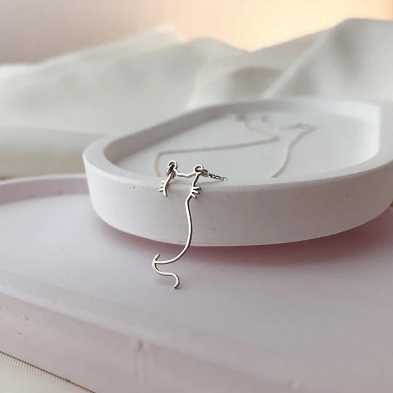 Dainty Cute Kitty Cat Necklace For Women 14K Gold Plated Stainless Steel Cat Pendant Necklace Pet Jewelry