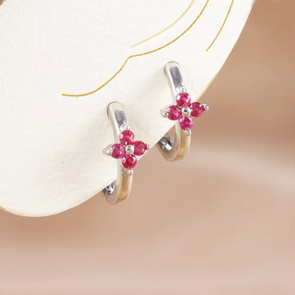 Fashion 6/8/10mm Stainless Steel Zircon Flower Hoop Earring Small Gold Color Circle Hoops Huggie Piercing Earring Trendy Jewelry