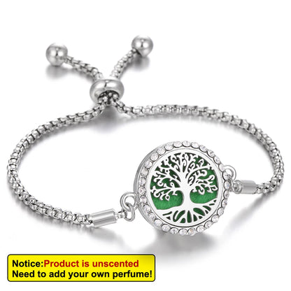 Aromatherapy Bracelet Diffuser Jewelry Tree of Life Locket Bracelets Crystal Perfume Essential Oil Diffuser Bracelet Women Men