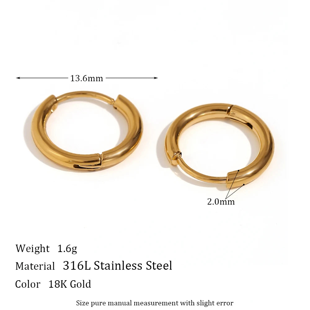2023 Trendy Basic Clear Gemstone Crystal Paved Huggie Hoop Earring Waterproof Stainless Steel Round Gold Plated Woman Earring