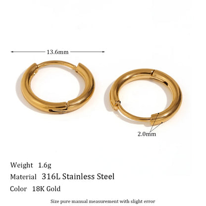 2023 Trendy Basic Clear Gemstone Crystal Paved Huggie Hoop Earring Waterproof Stainless Steel Round Gold Plated Woman Earring