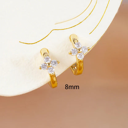 Fashion 6/8/10mm Stainless Steel Zircon Flower Hoop Earring Small Gold Color Circle Hoops Huggie Piercing Earring Trendy Jewelry