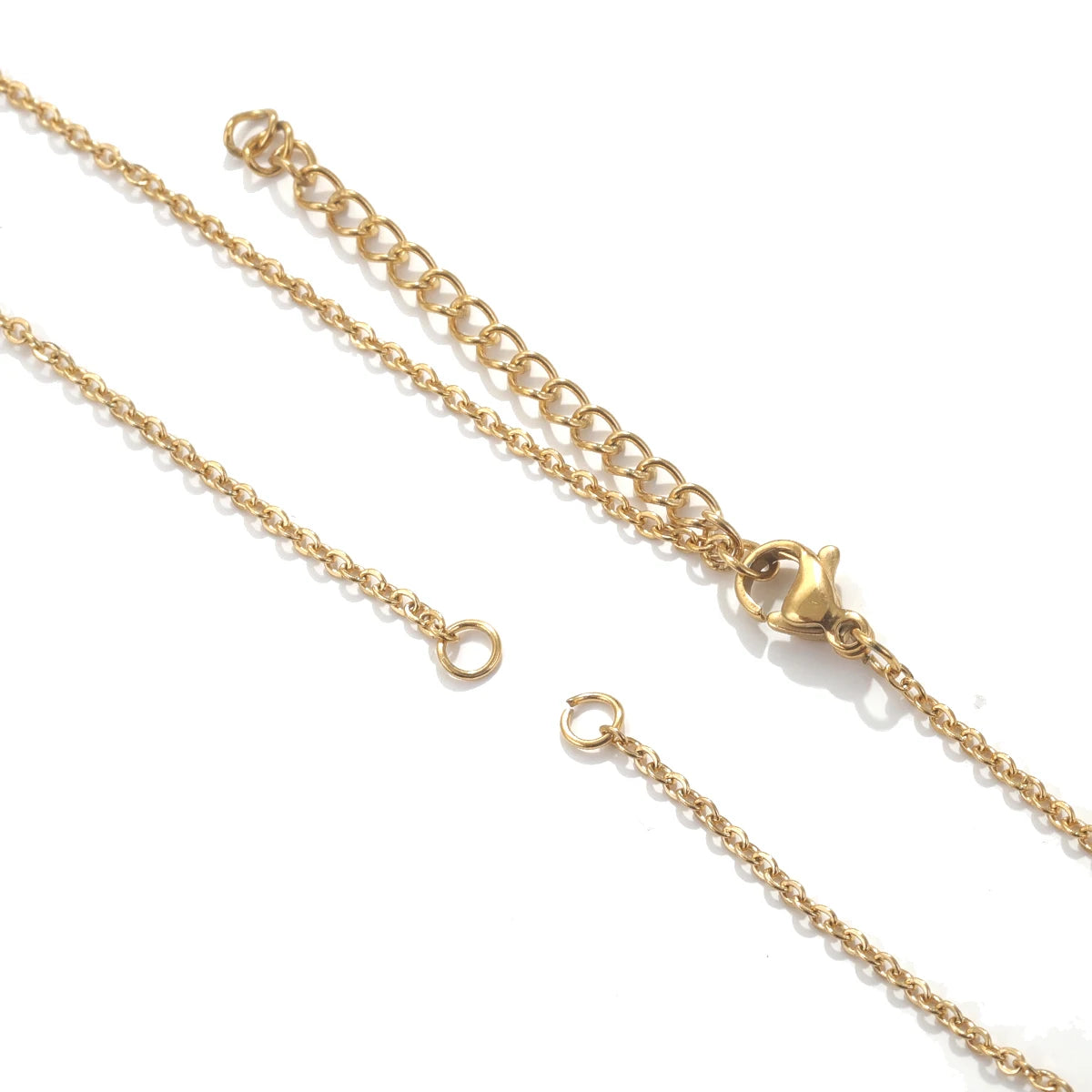 5pcs Stainless Steel 18K Gold Plated Double Jump Ring Adjustable Cuba Chain ewelry Making DIY Connector Charm Pendants Necklace