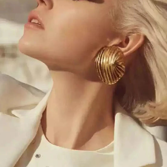 Youthway 18k Gold Plated Stainless Steel Elegant Vintage Irregular Pattern Stud Earrings For Women New Arrival Jewelry Gift