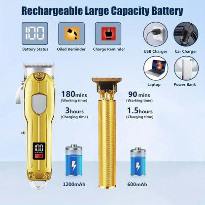 Hair Clippers Professional Cordless for Men, Barber Clippers for Hair Cutting Kit, Wireless LCD Display Hair Trimmers Set