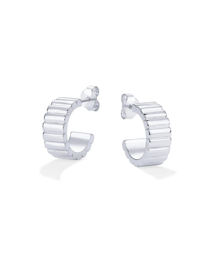 14K Gold Plated Chunky Lightweight Hoop Huggie Earrings for Women Chic Boho Ribbed Croissant Scallop Statement Jewelry Earrings