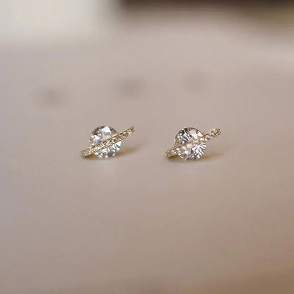 925 Silver Needle Simple Shiny Zircon Earrings Gold Plating Jewelry Crystal Stud Earrings Women