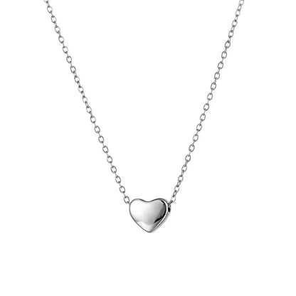 925 Sterling Silver Plated 14K Gold Necklace Women's Simple Elegant Classic Heart-shaped Pendant