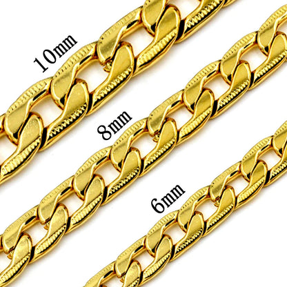 Luxurious Gold Plated Curb Link Cuban Chain Necklace for Men & Women