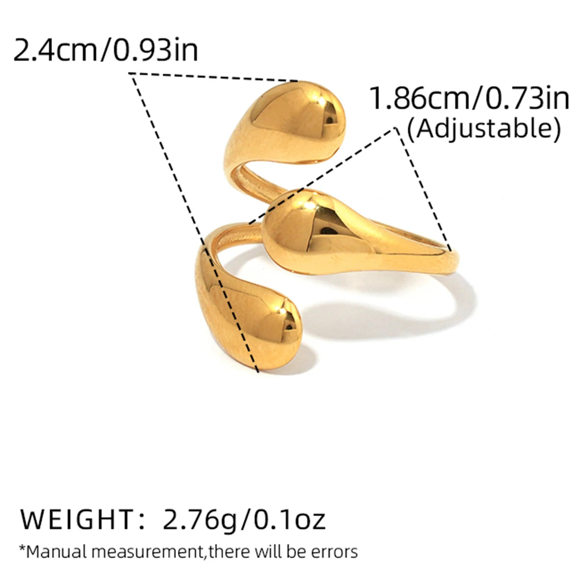 Fashion Minimalist Large Rings For Women Stainless Steel Gold Plated Waterproof Hip-hop Women's Finger Ring Aesthetic Jewelry