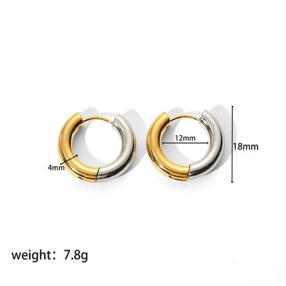 Classic Stainless Steel Hoop Earrings For Women Gold Silver Color Simple Smooth Round Ear Rings Daily Wearing Jewelry Gift