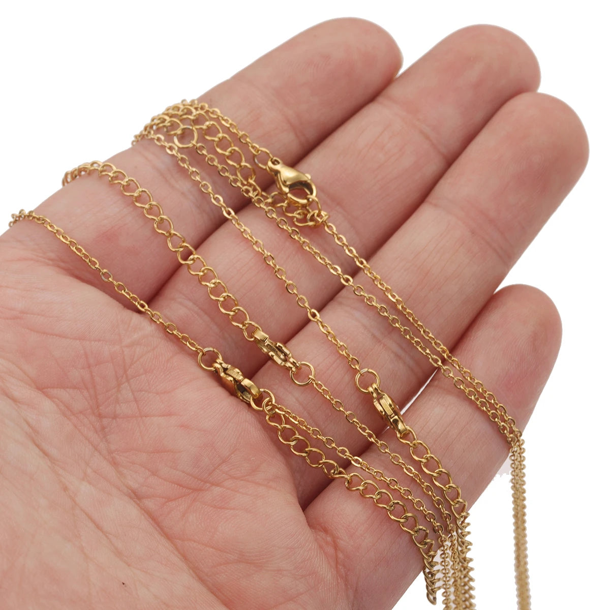 5pcs Stainless Steel 18K Gold Plated Double Jump Ring Adjustable Cuba Chain ewelry Making DIY Connector Charm Pendants Necklace