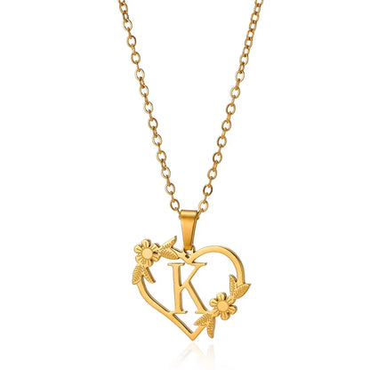 Initial Letter Stainless Steel Pendant Necklace for Women Fashion Gold Color Chain A-Z Alphabet Clavicle Necklaces Jewelry Gift