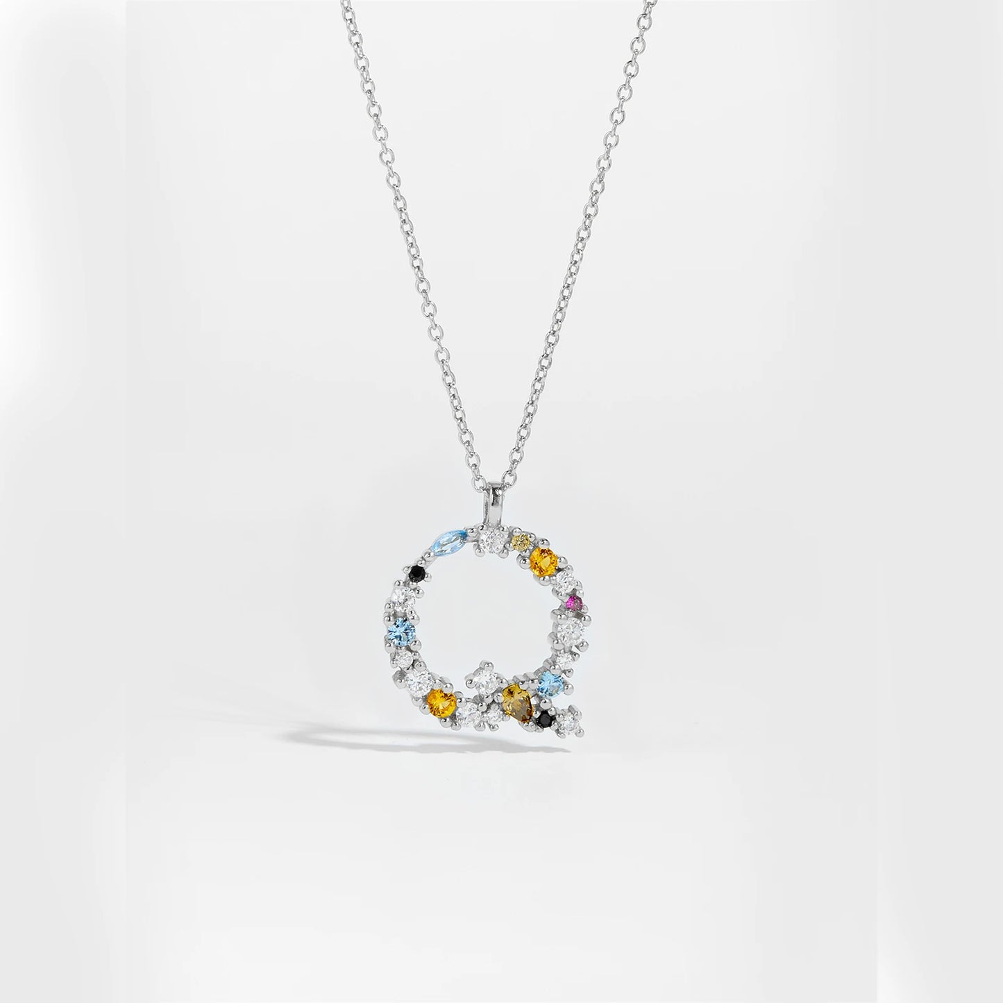 ANDYWEN 925 Sterling Silver Gold Letter M Pendant Initial F Alphabet Necklace Monogram Opals 2020 Women Accessories Jewelry