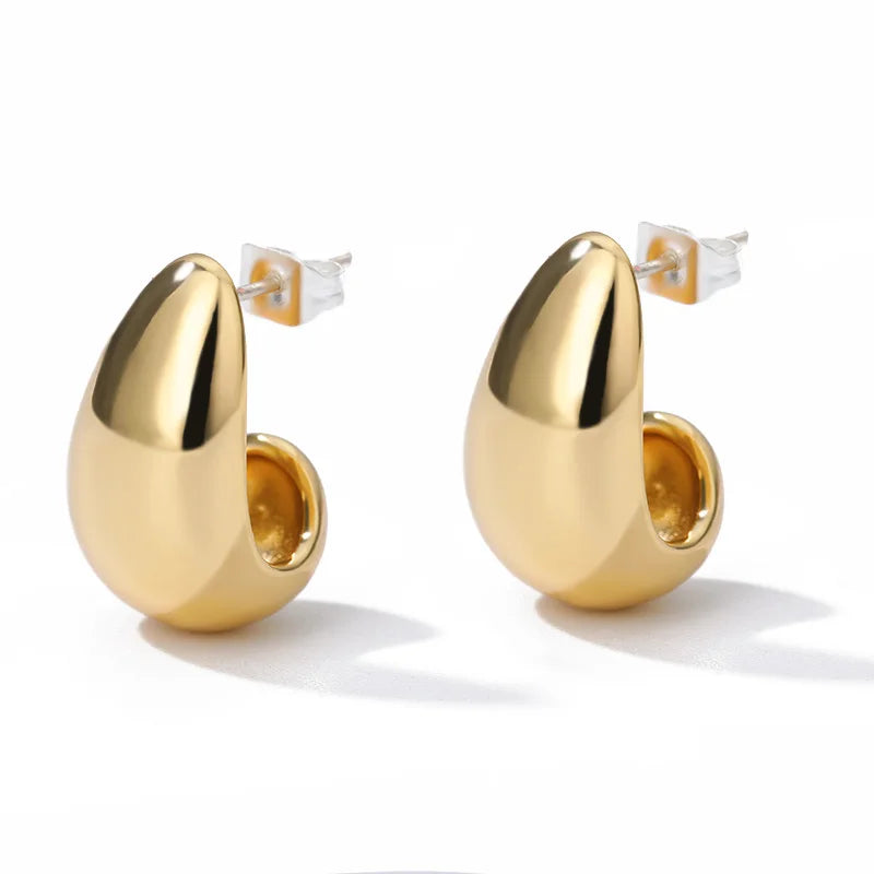 Chunky Drop Hoop Earrings for Women Stainless Steel Gold Color Piercing Earring New In Trend Jewelry aretes mujer free shipping