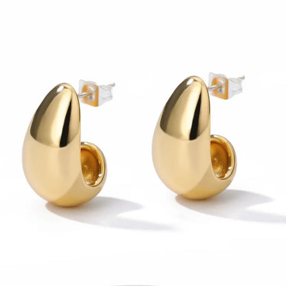 Chunky Drop Hoop Earrings for Women Stainless Steel Gold Color Piercing Earring New In Trend Jewelry aretes mujer free shipping