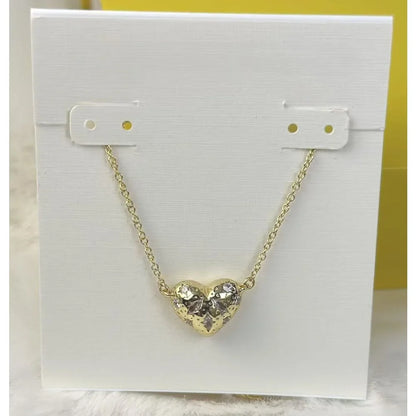 Kendra Scott Holland Gold Heart Short Pendant Necklace Pink Crystal
