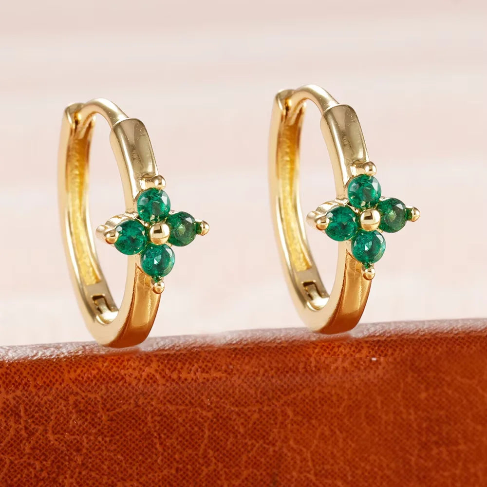 Fashion 6/8/10mm Stainless Steel Zircon Flower Hoop Earring Small Gold Color Circle Hoops Huggie Piercing Earring Trendy Jewelry