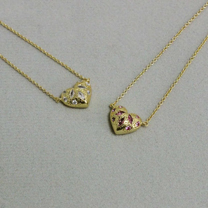 Kendra Scott Holland Gold Heart Short Pendant Necklace Pink Crystal