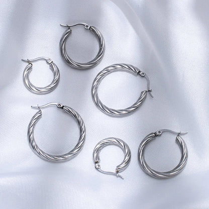 3pair Vintage Twisted Hoop Earrings for Women Gold Plated Stainless Steel Twist Ear Buckle Stackable Circle Hoops Party Jewelry