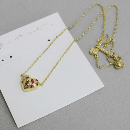 Kendra Scott Holland Gold Heart Short Pendant Necklace Pink Crystal