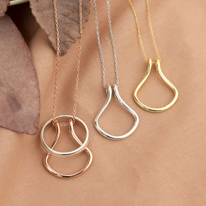 Ring Holder for Women - Necklace for Wedding & Engagement Rings – Minimalist Pendant, Gold & Silver Options
