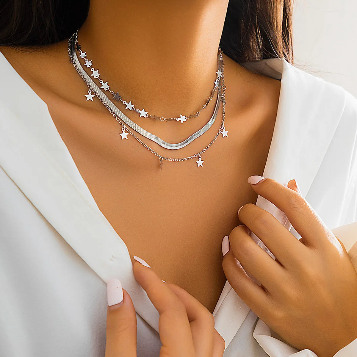 Bls-miracle Boho Fashion Gold Color Heart-Shaped Necklace For Women Trendy Multi-Layer Pendant Necklaces Set Jewelry Gifts