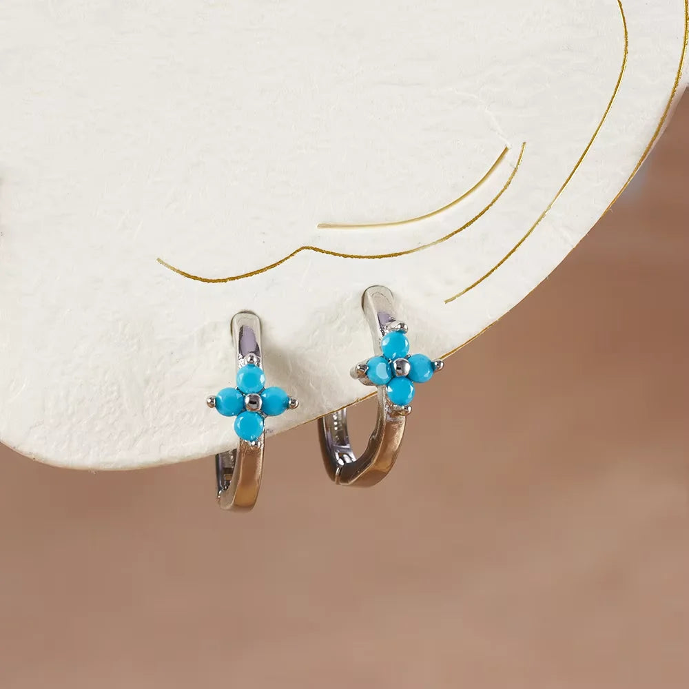 Fashion 6/8/10mm Stainless Steel Zircon Flower Hoop Earring Small Gold Color Circle Hoops Huggie Piercing Earring Trendy Jewelry