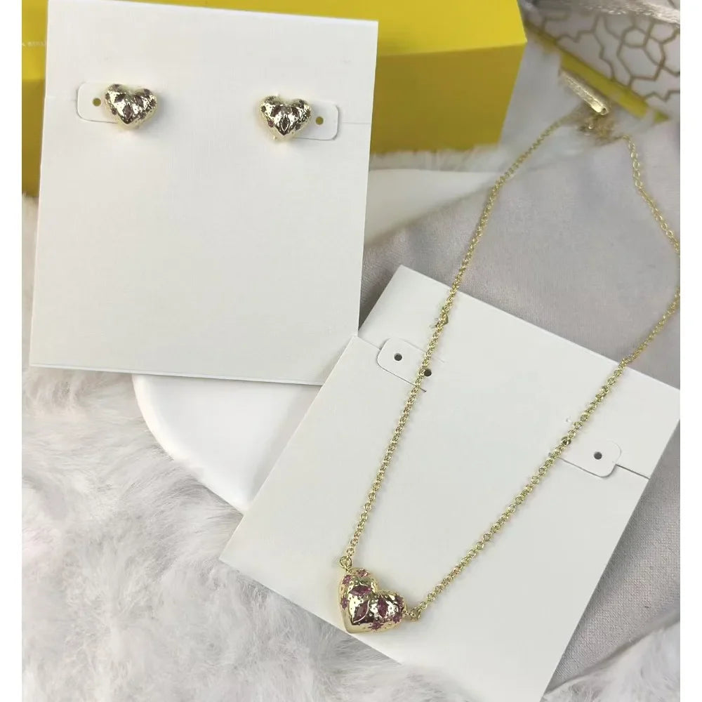 Kendra Scott Holland Gold Heart Short Pendant Necklace Pink Crystal